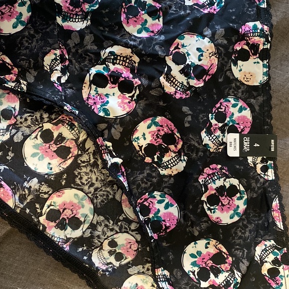 Torrid Rose Filled Skull Panties with Crisscross Back - Picture 2 of 5